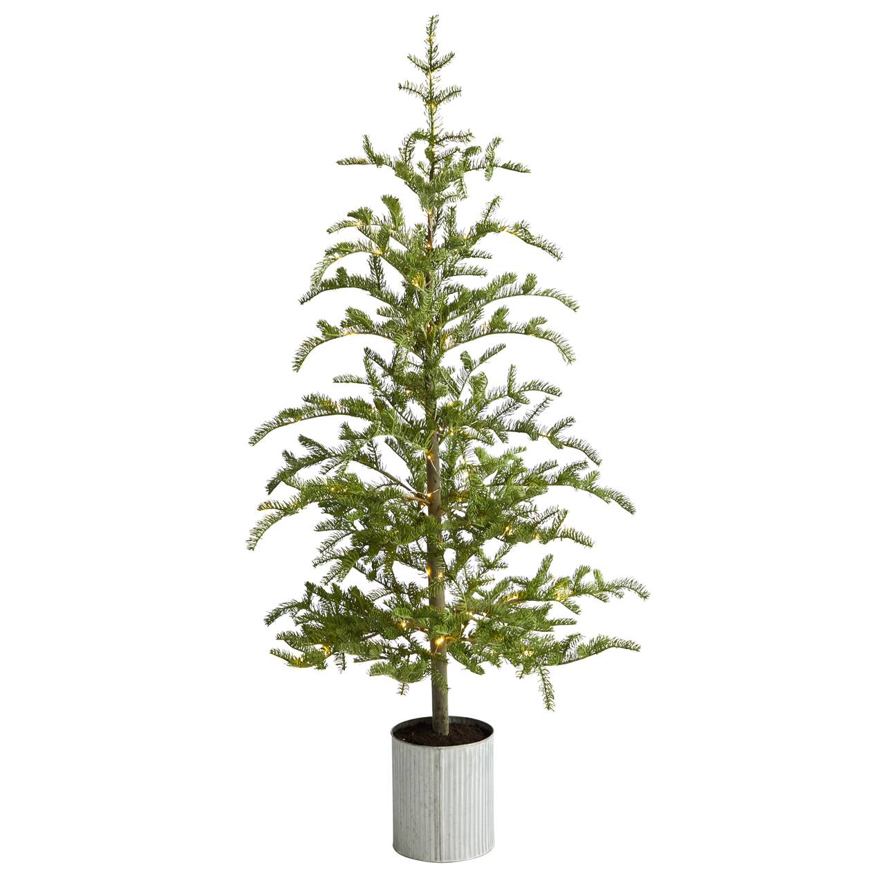 5.5ft. Pre-Lit Pine Artificial Christmas Tree in Decorative Planter, Clear Lights